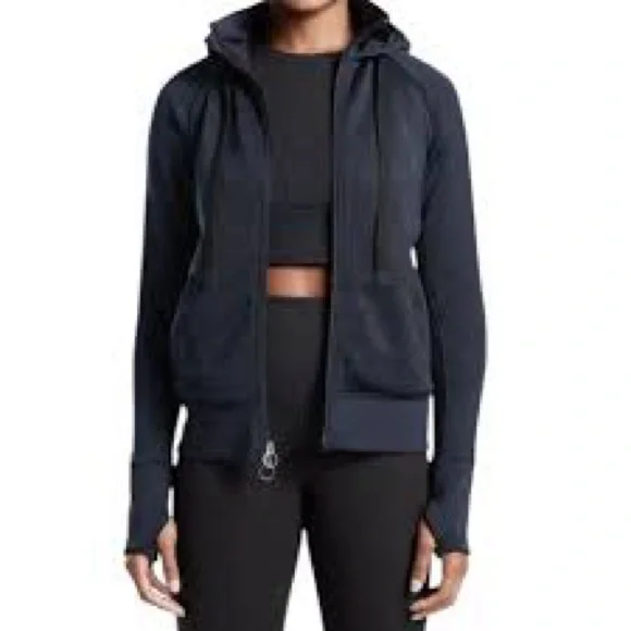 Athleta Triumph Luxe Shine Zip-Up Hoodie Lined Navy Size XS - Picture 8 of 8